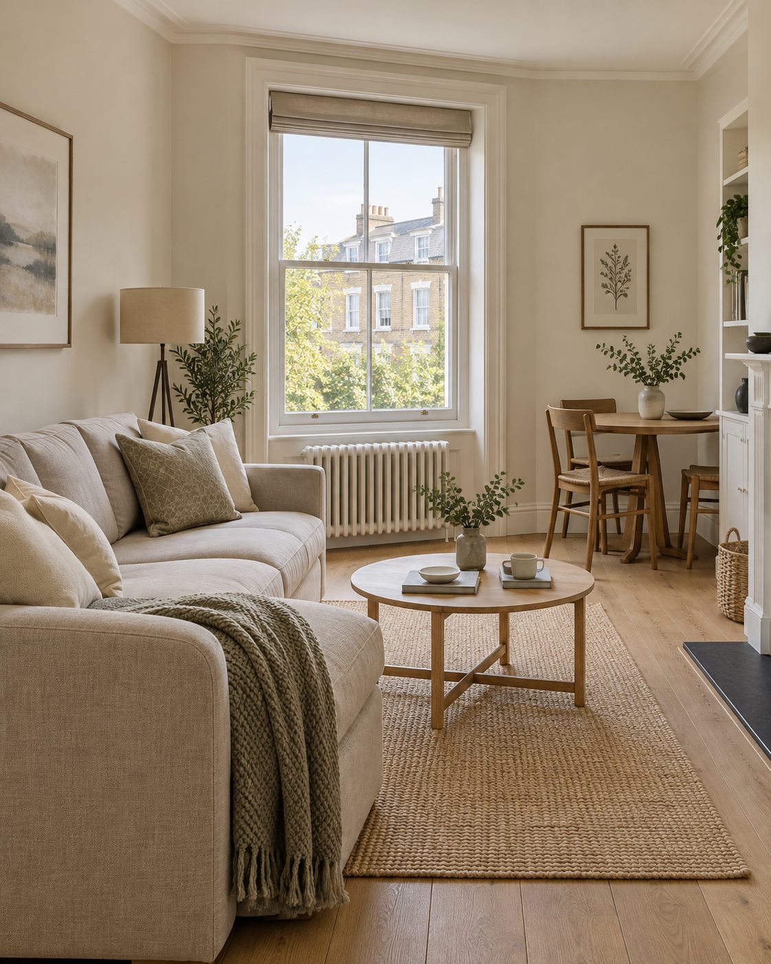 A bright, well-kept rental apartment living room