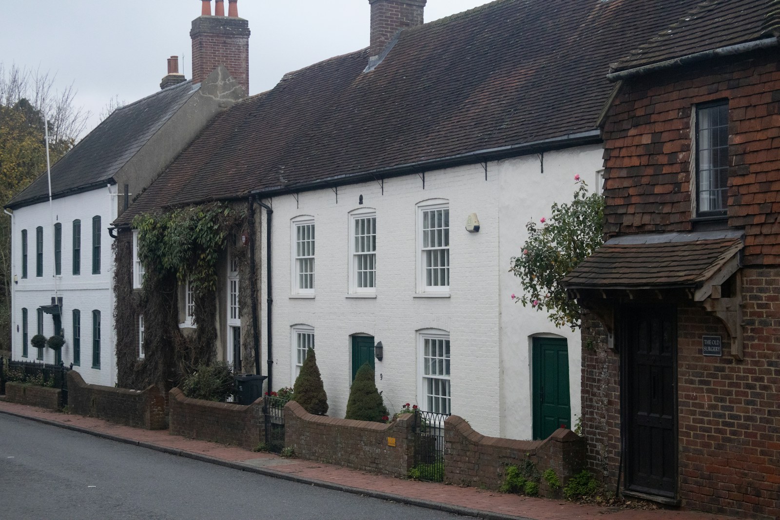 Traditional English houses along a quiet street